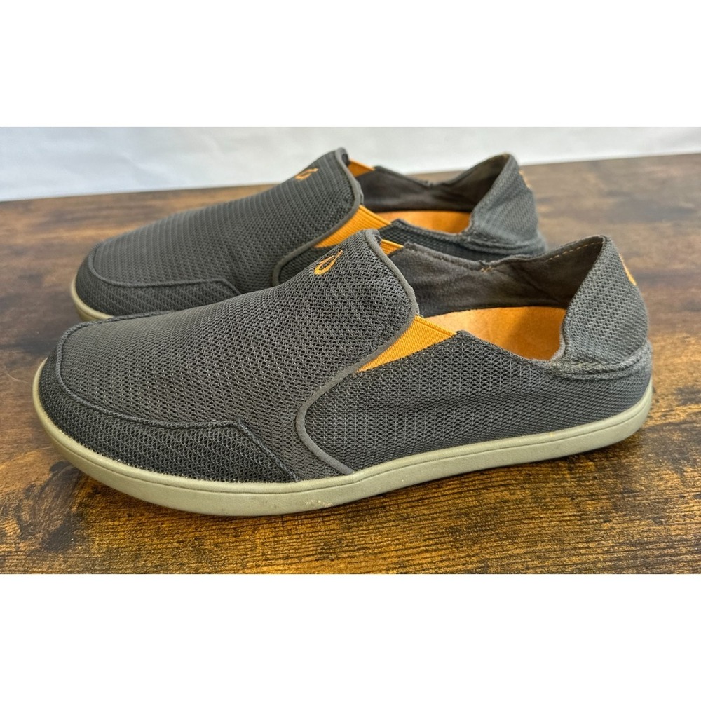OluKai Nohea Mesh Mens 8 Dark Shadow Grey Slip On Shoes Drop-In Heel 10188-4H4H - Picture 14 of 16